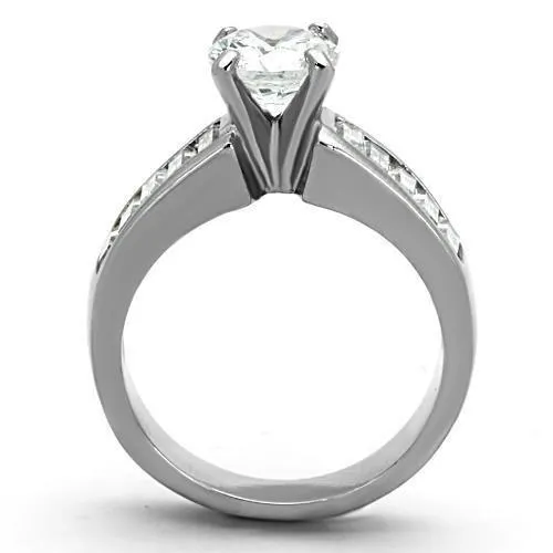 Alamode Rings TK1332 High polished no plating Stainless Steel Ring with AAA Grade CZ in Clear