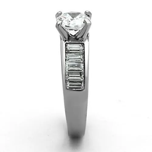 Alamode Rings TK1332 High polished no plating Stainless Steel Ring with AAA Grade CZ in Clear