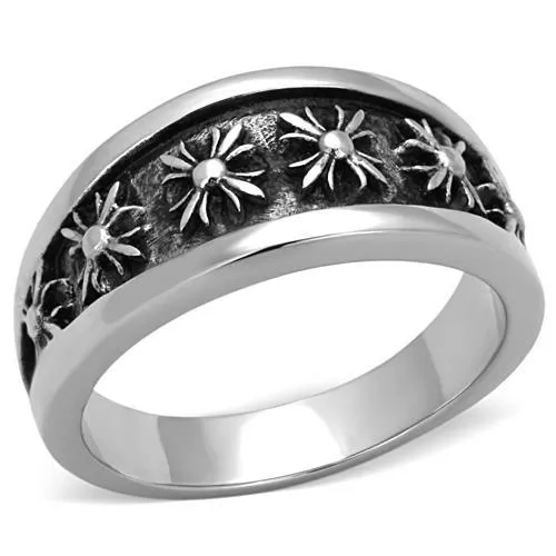 Alamode Rings TK1603 High polished no plating Stainless Steel Ring with Epoxy in Jet