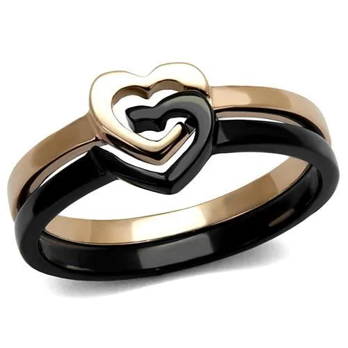 Alamode Rings TK2650 IP Rose Gold IP Black Ion Plating Stainless Steel Ring with No Stone