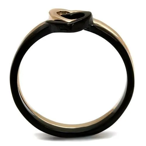 Alamode Rings TK2650 IP Rose Gold IP Black Ion Plating Stainless Steel Ring with No Stone
