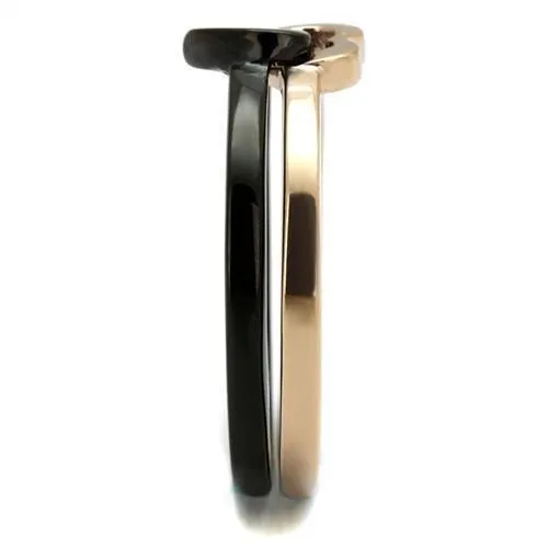 Alamode Rings TK2650 IP Rose Gold IP Black Ion Plating Stainless Steel Ring with No Stone