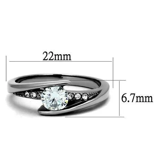 Alamode Rings TK2833 High polished no plating Stainless Steel Ring with AAA Grade CZ in Clear