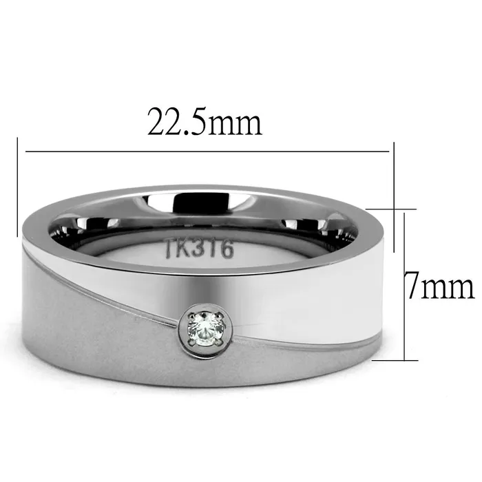 Alamode Rings TK2937 High polished no plating Stainless Steel Ring with AAA Grade CZ in Clear
