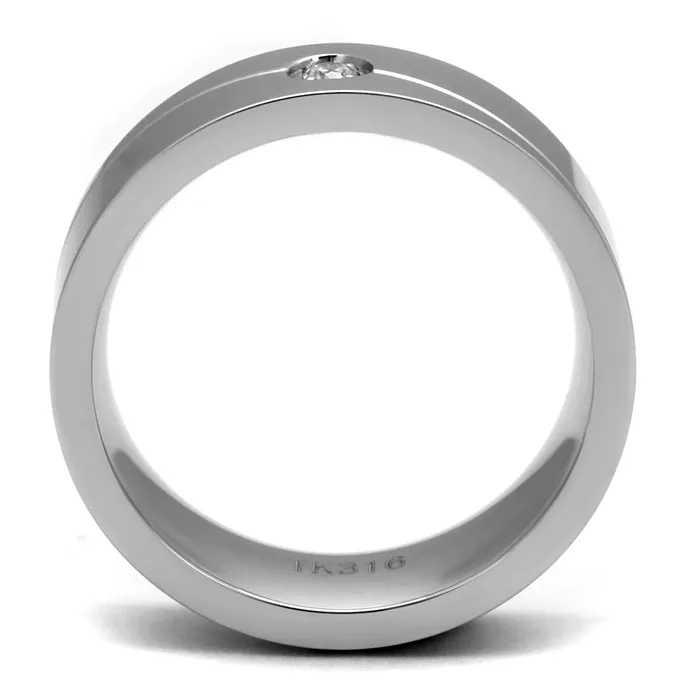Alamode Rings TK2937 High polished no plating Stainless Steel Ring with AAA Grade CZ in Clear