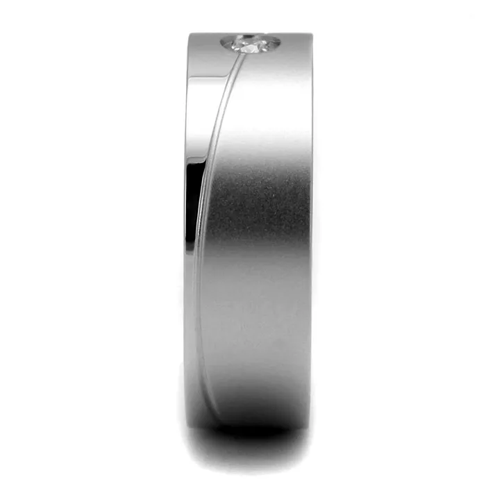 Alamode Rings TK2937 High polished no plating Stainless Steel Ring with AAA Grade CZ in Clear