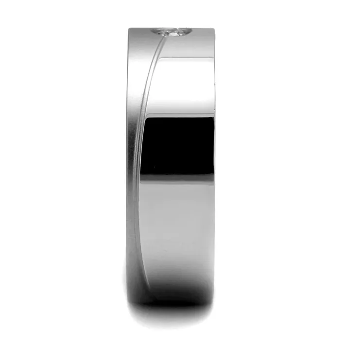 Alamode Rings TK2937 High polished no plating Stainless Steel Ring with AAA Grade CZ in Clear