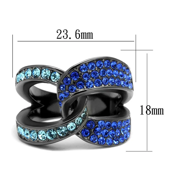 Alamode Rings TK2994 IP Light Black IP Gun Stainless Steel Ring with Top Grade Crystal in Multi Color
