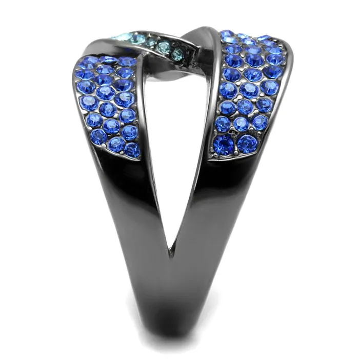 Alamode Rings TK2994 IP Light Black IP Gun Stainless Steel Ring with Top Grade Crystal in Multi Color