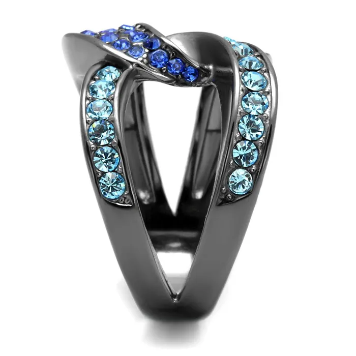 Alamode Rings TK2994 IP Light Black IP Gun Stainless Steel Ring with Top Grade Crystal in Multi Color