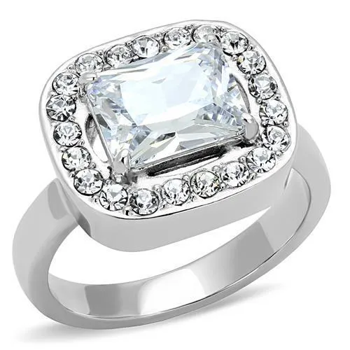 Alamode Rings TK3209 High polished no plating Stainless Steel Ring with AAA Grade CZ in Clear