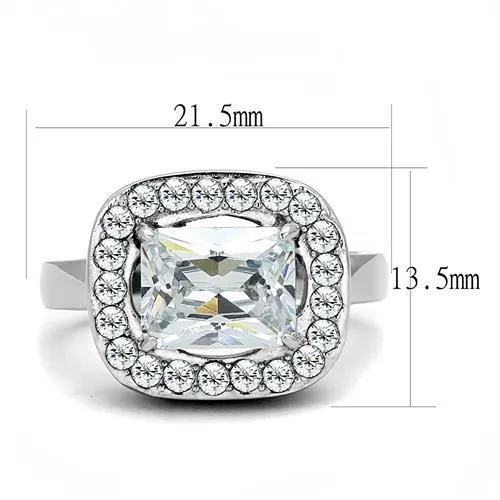 Alamode Rings TK3209 High polished no plating Stainless Steel Ring with AAA Grade CZ in Clear