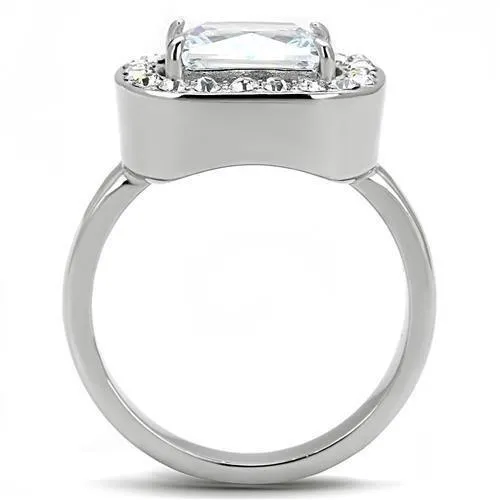 Alamode Rings TK3209 High polished no plating Stainless Steel Ring with AAA Grade CZ in Clear