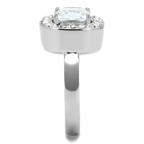 Alamode Rings TK3209 High polished no plating Stainless Steel Ring with AAA Grade CZ in Clear