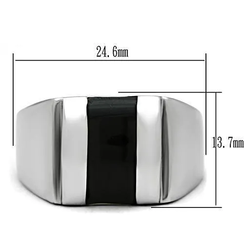 Alamode Rings TK326 High polished no plating Stainless Steel Ring with Epoxy in Jet