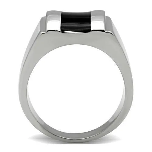Alamode Rings TK326 High polished no plating Stainless Steel Ring with Epoxy in Jet