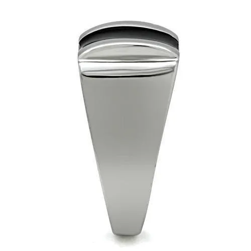 Alamode Rings TK326 High polished no plating Stainless Steel Ring with Epoxy in Jet