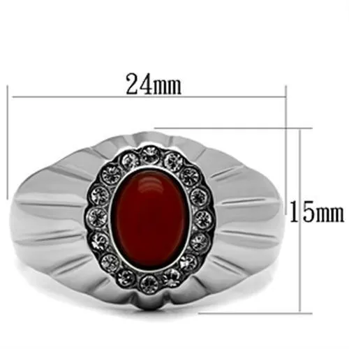 Alamode Rings TK372 High polished no plating Stainless Steel Ring with SemiPrecious Onyx in Siam