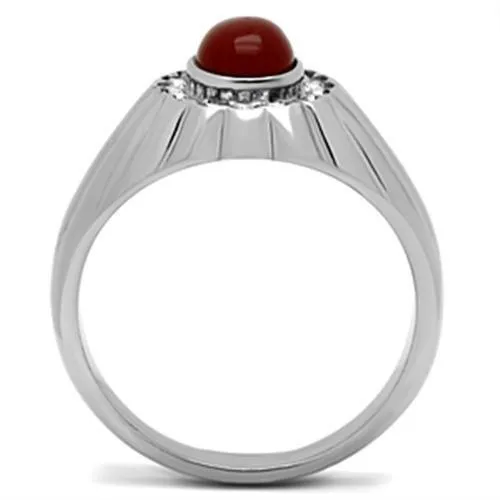 Alamode Rings TK372 High polished no plating Stainless Steel Ring with SemiPrecious Onyx in Siam