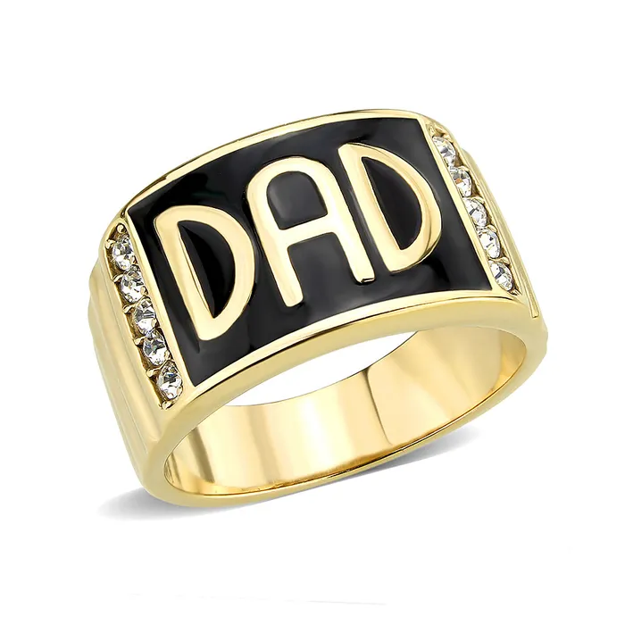 Alamode Rings TK3760 IP GoldIon Plating Stainless Steel Ring with Top Grade Crystal in Clear