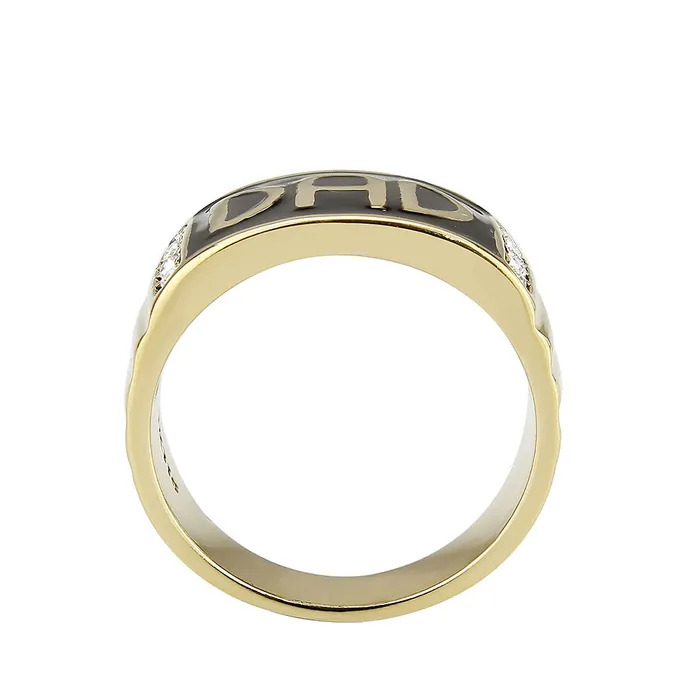 Alamode Rings TK3760 IP GoldIon Plating Stainless Steel Ring with Top Grade Crystal in Clear