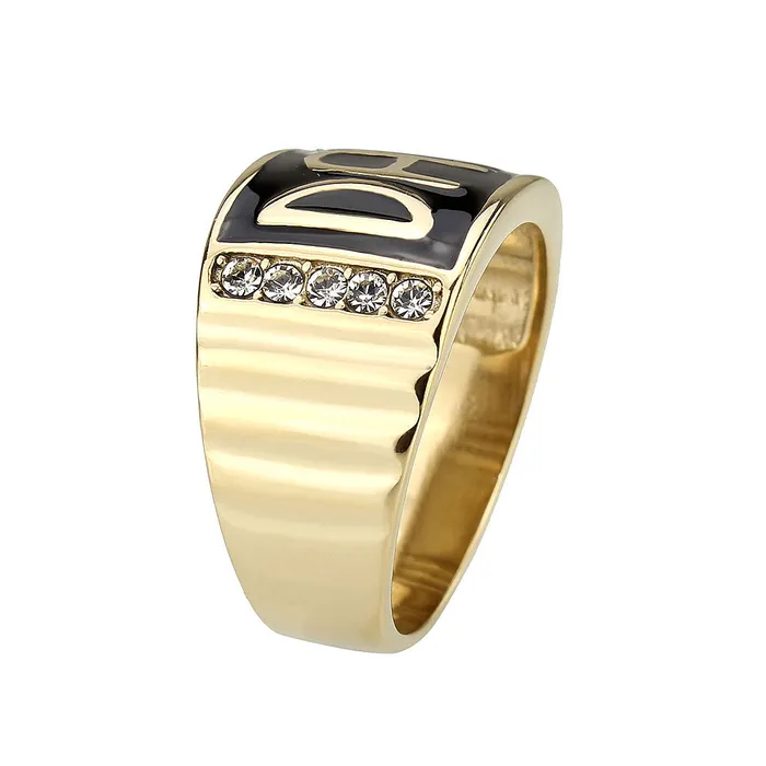 Alamode Rings TK3760 IP GoldIon Plating Stainless Steel Ring with Top Grade Crystal in Clear