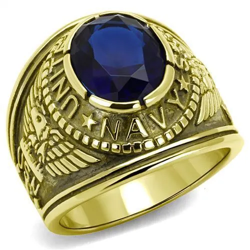 Alamode Rings TK414707G IP GoldIon Plating Stainless Steel Ring with Synthetic Synthetic Glass in Montana