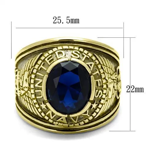 Alamode Rings TK414707G IP GoldIon Plating Stainless Steel Ring with Synthetic Synthetic Glass in Montana