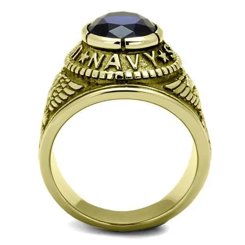 Alamode Rings TK414707G IP GoldIon Plating Stainless Steel Ring with Synthetic Synthetic Glass in Montana