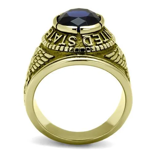 Alamode Rings TK414707G IP GoldIon Plating Stainless Steel Ring with Synthetic Synthetic Glass in Montana