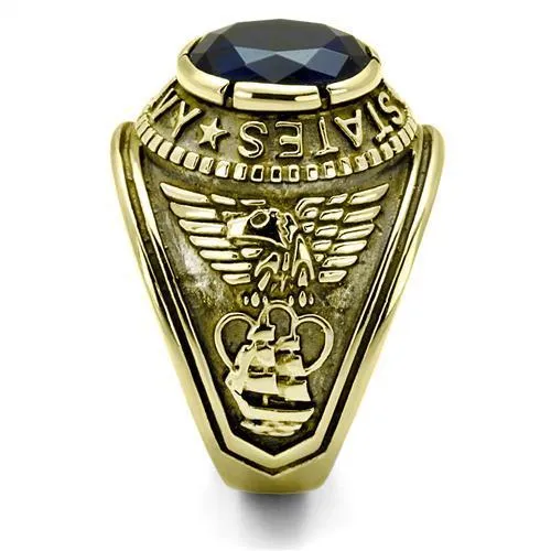 Alamode Rings TK414707G IP GoldIon Plating Stainless Steel Ring with Synthetic Synthetic Glass in Montana
