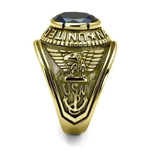 Alamode Rings TK414707G IP GoldIon Plating Stainless Steel Ring with Synthetic Synthetic Glass in Montana