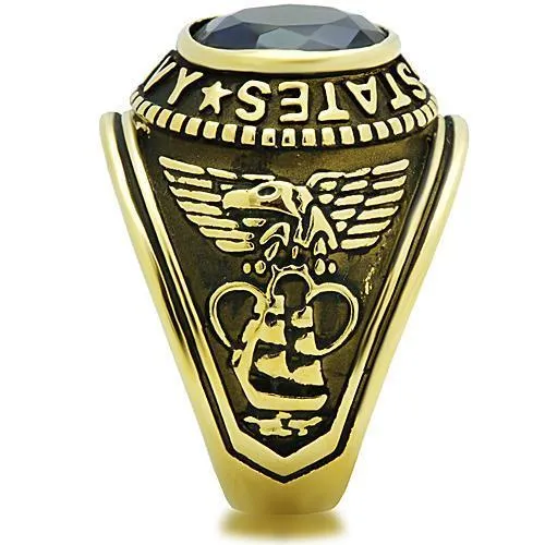 Alamode Rings TK414707G IP GoldIon Plating Stainless Steel Ring with Synthetic Synthetic Glass in Montana