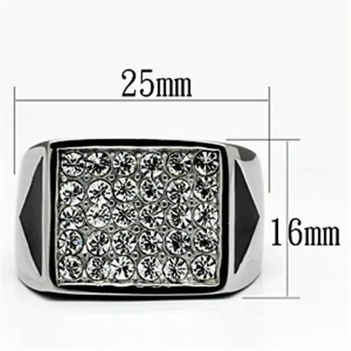 Alamode Rings TK707 High polished no plating Stainless Steel Ring with Top Grade Crystal in Clear