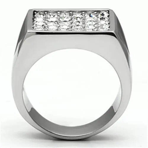 Alamode Rings TK707 High polished no plating Stainless Steel Ring with Top Grade Crystal in Clear