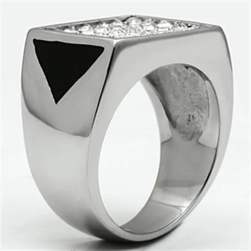 Alamode Rings TK707 High polished no plating Stainless Steel Ring with Top Grade Crystal in Clear