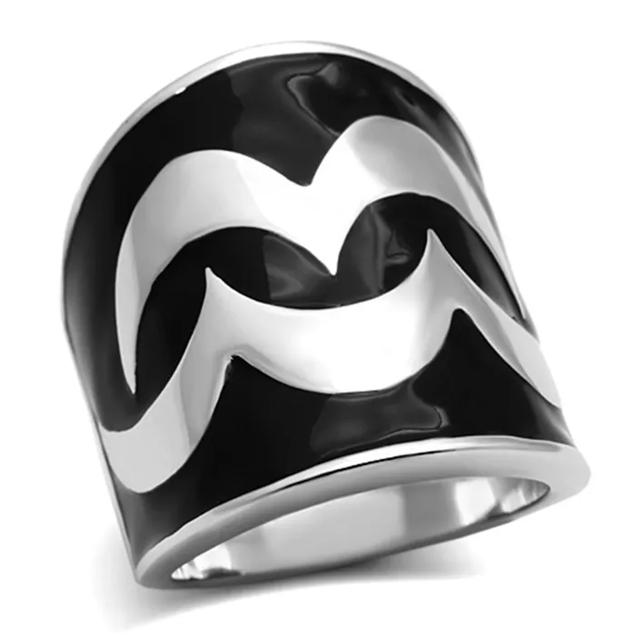 Alamode Rings TK926 High polished no plating Stainless Steel Ring with Epoxy in Jet