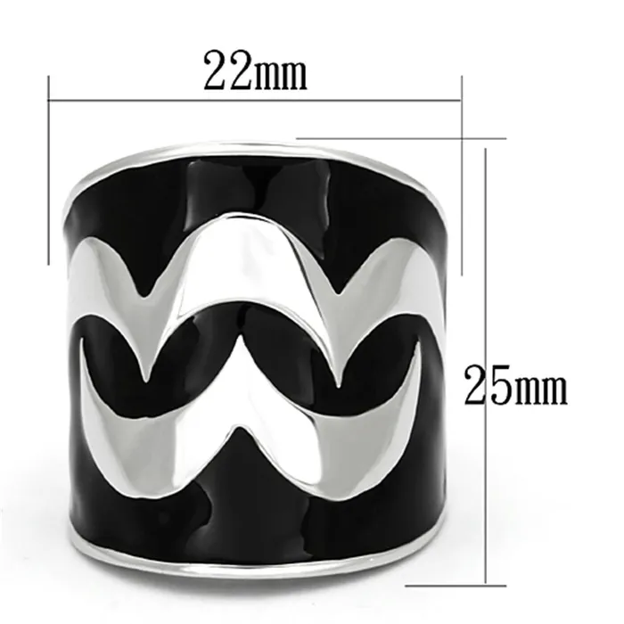 Alamode Rings TK926 High polished no plating Stainless Steel Ring with Epoxy in Jet