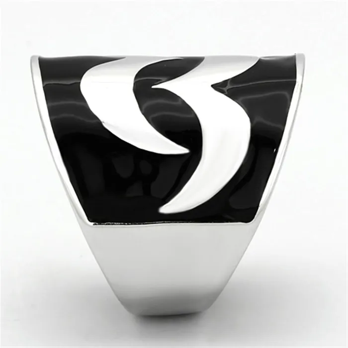 Alamode Rings TK926 High polished no plating Stainless Steel Ring with Epoxy in Jet