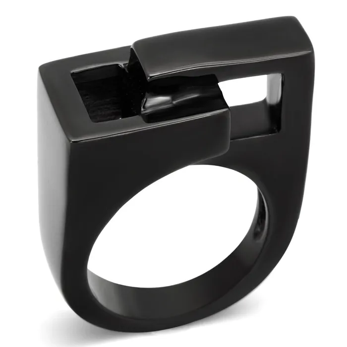 Alamode Rings TK989 IP BlackIon Plating Stainless Steel Ring with No Stone