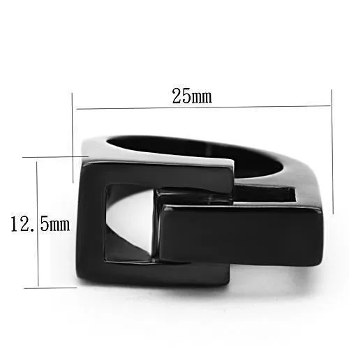 Alamode Rings TK989 IP BlackIon Plating Stainless Steel Ring with No Stone