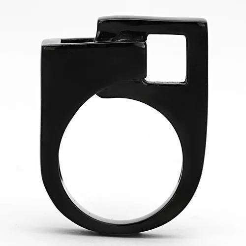 Alamode Rings TK989 IP BlackIon Plating Stainless Steel Ring with No Stone
