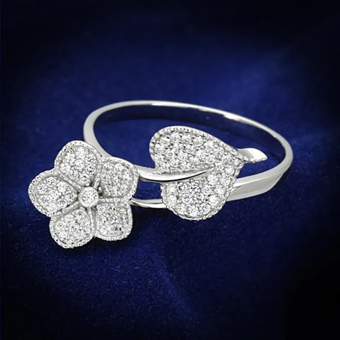 Alamode Rings TS114 Rhodium 925 Sterling Silver Ring with AAA Grade CZ in Clear
