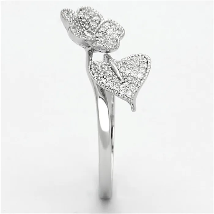 Alamode Rings TS114 Rhodium 925 Sterling Silver Ring with AAA Grade CZ in Clear