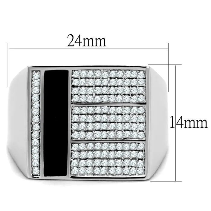 Alamode Rings TS222 Rhodium 925 Sterling Silver Ring with AAA Grade CZ in Clear