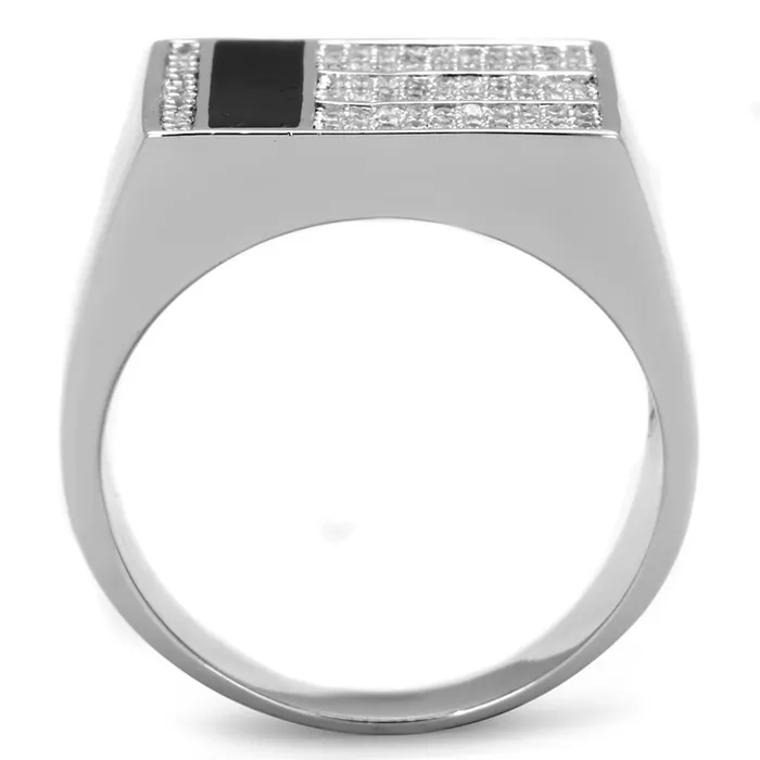 Alamode Rings TS222 Rhodium 925 Sterling Silver Ring with AAA Grade CZ in Clear