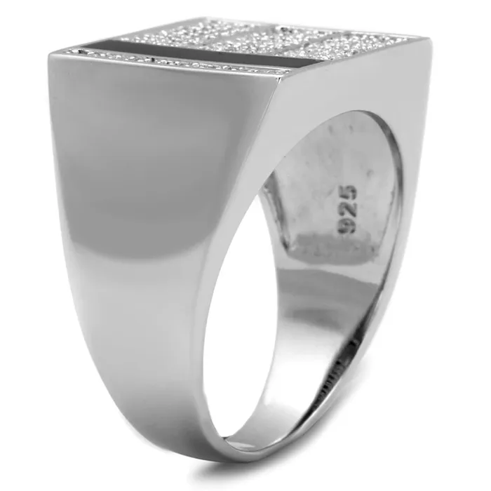 Alamode Rings TS222 Rhodium 925 Sterling Silver Ring with AAA Grade CZ in Clear