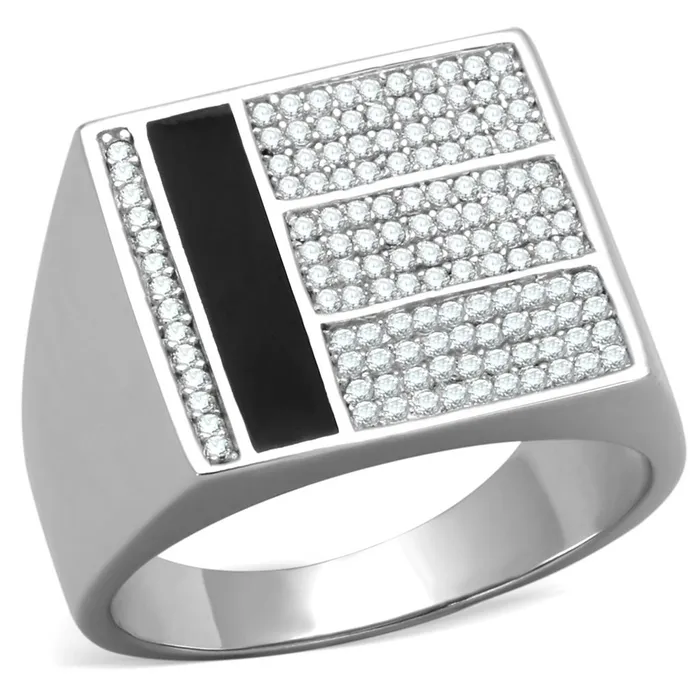 Alamode Rings TS222 Rhodium 925 Sterling Silver Ring with AAA Grade CZ in Clear