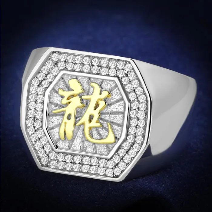 Alamode Rings TS246 Reverse TwoTone 925 Sterling Silver Ring with AAA Grade CZ in Clear