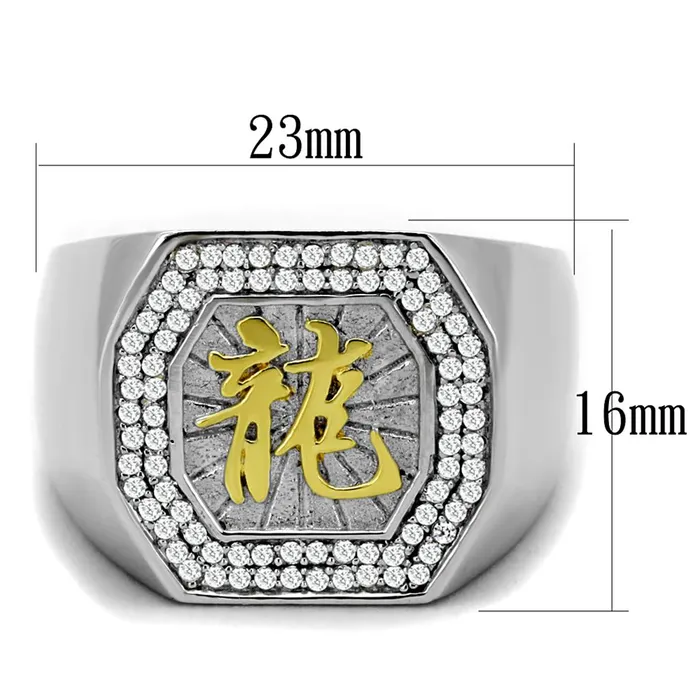 Alamode Rings TS246 Reverse TwoTone 925 Sterling Silver Ring with AAA Grade CZ in Clear